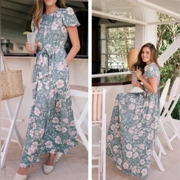 Gal Meets Glam Shannon Dress in Jade / Ivory - Picture 2 of 16